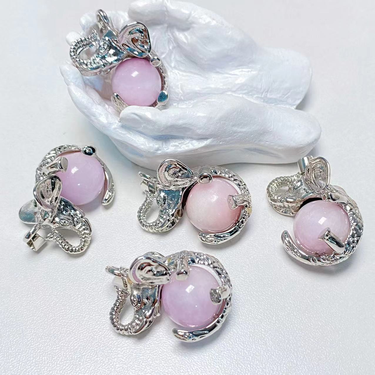 Crystal elephant sphere pendants