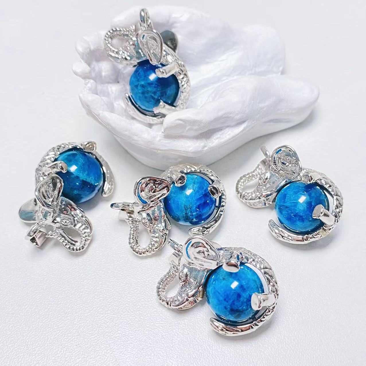 Crystal elephant sphere pendants