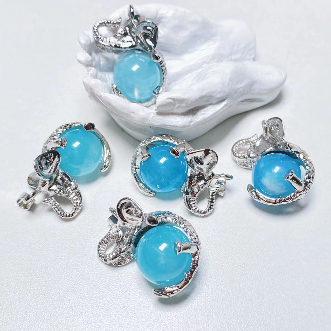 Crystal elephant sphere pendants