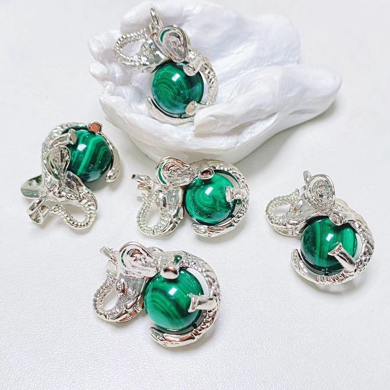 Crystal elephant sphere pendants