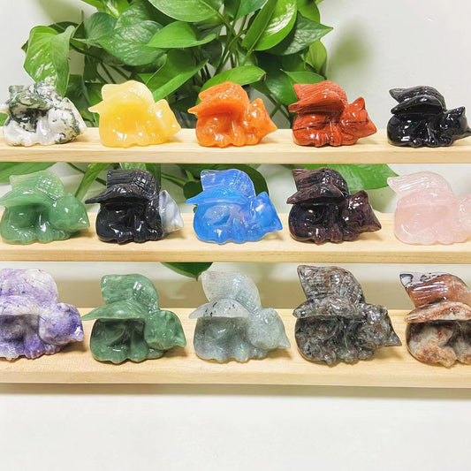 Crystal different materials angel cat carvings