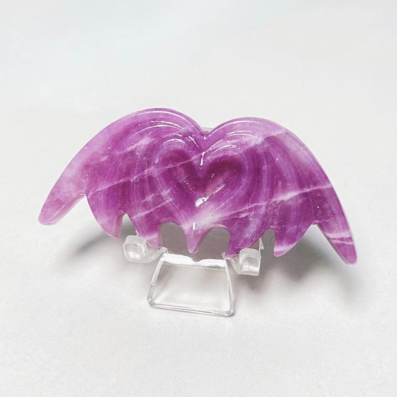 Crystal heart bat carvings