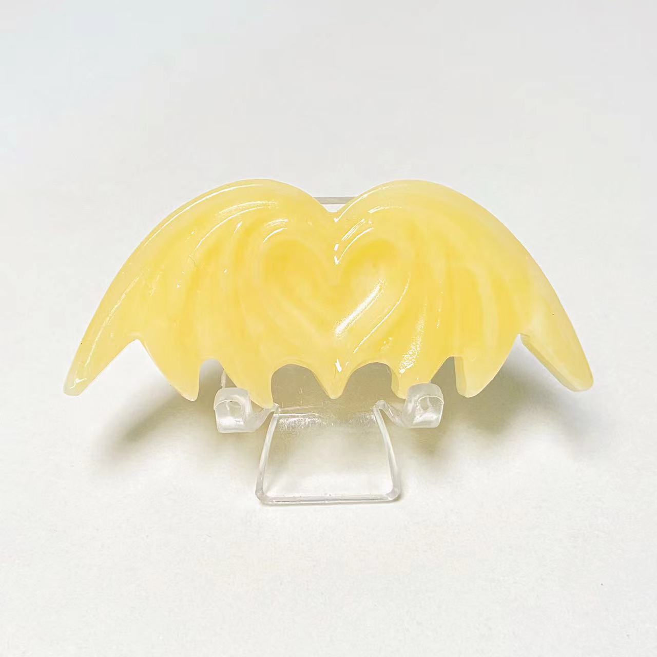 Crystal heart bat carvings