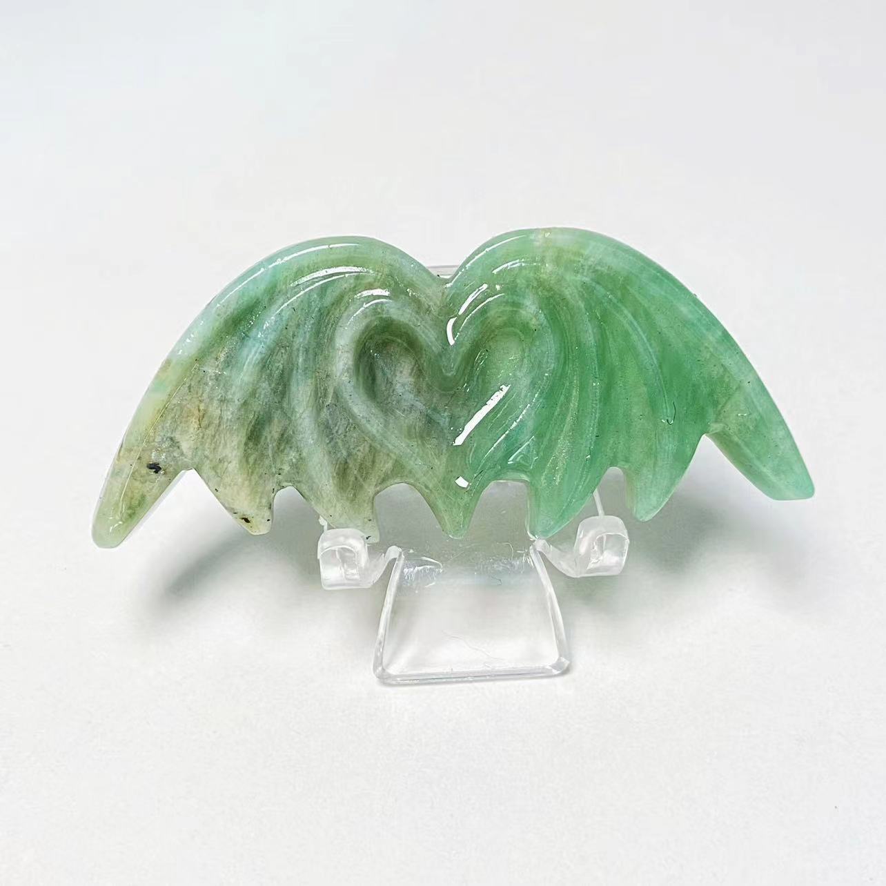 Crystal heart bat carvings