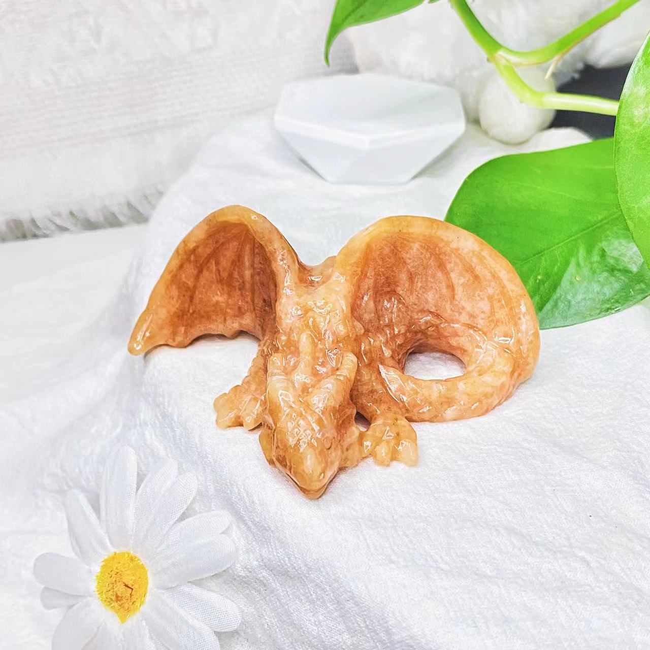 Crystal flying dragon carvings