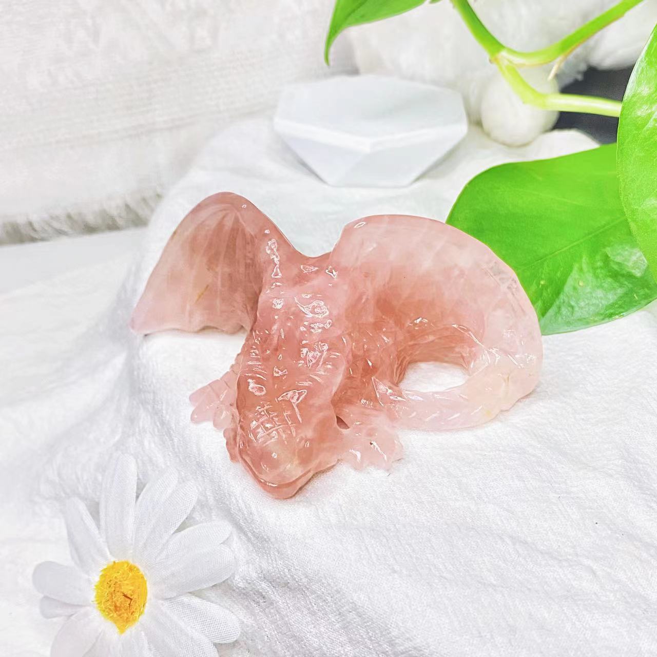 Crystal flying dragon carvings