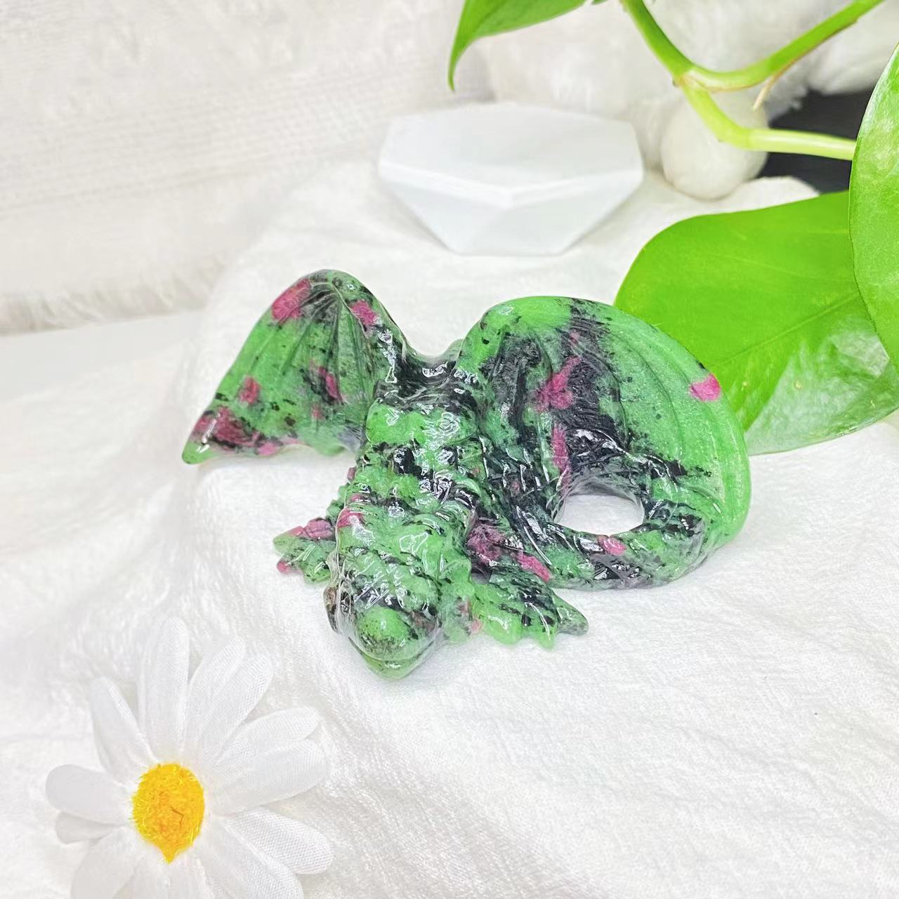 Crystal flying dragon carvings