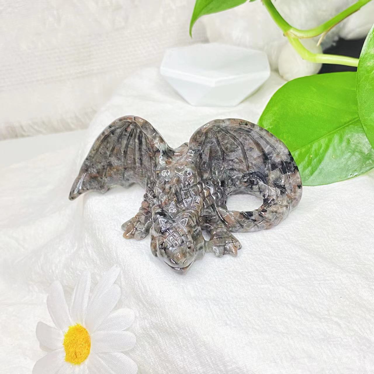 Crystal flying dragon carvings
