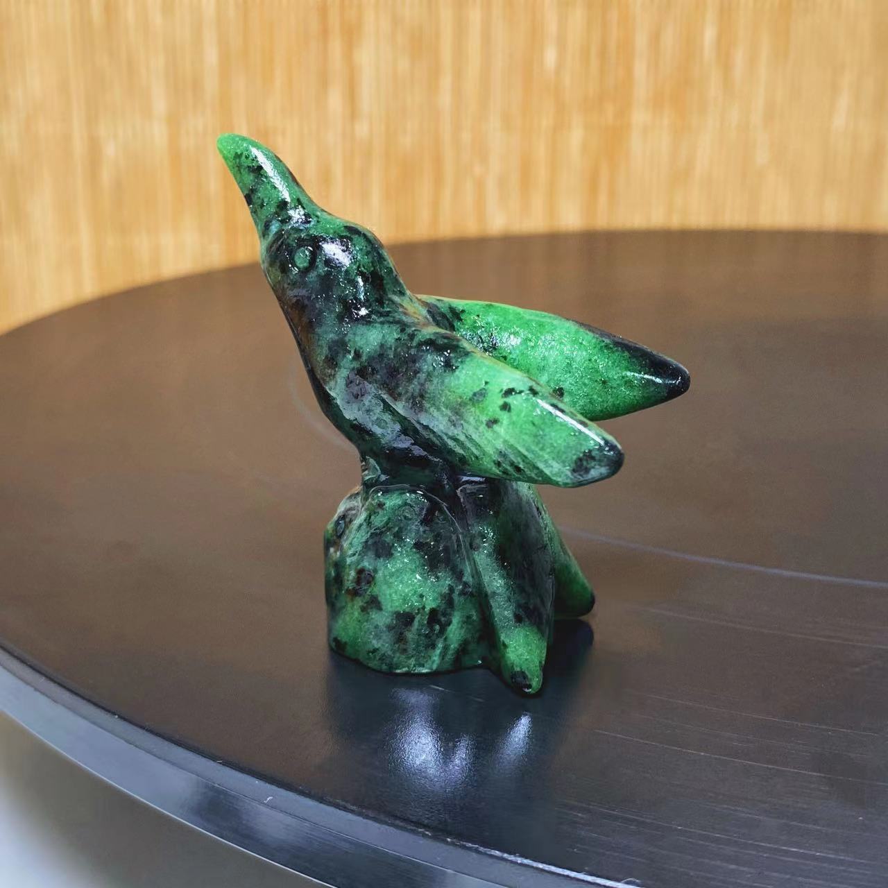 Crystal hummingbird carvings