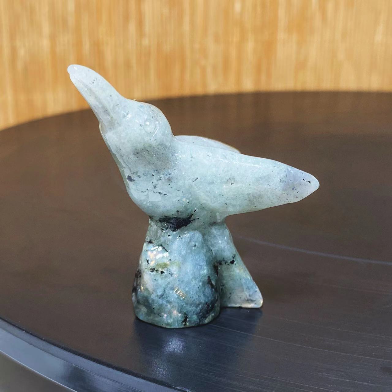 Crystal hummingbird carvings