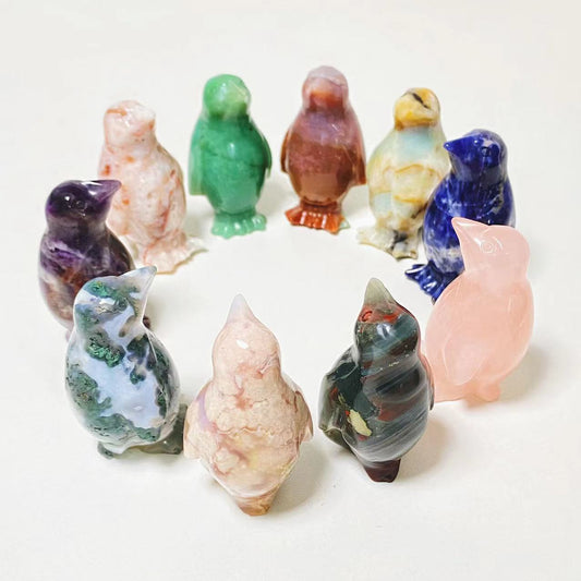 Crystal penguin carvings