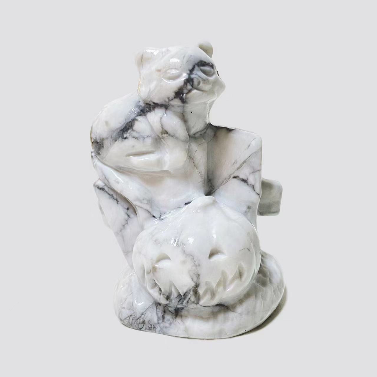 Cat with pumpkin carving