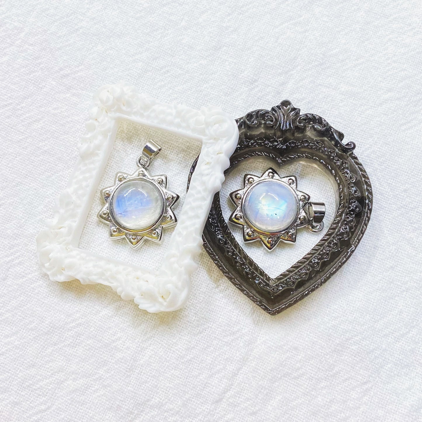 Copper inlay blue moonstone pendant