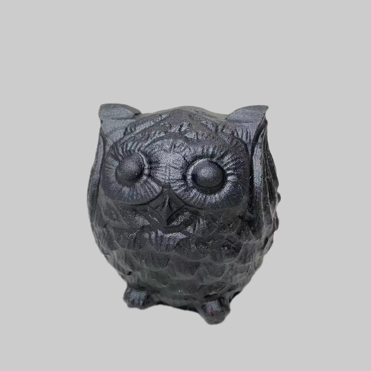 Black Obsidian Carving Three NO Owls