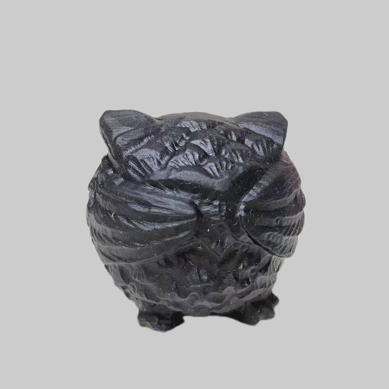 Black Obsidian Carving Three NO Owls