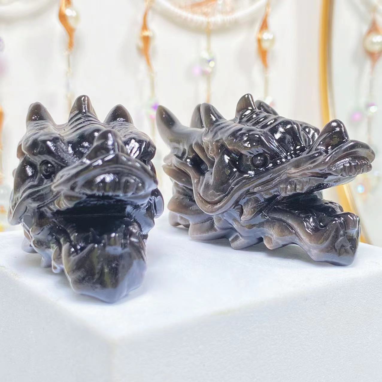 Crystal Chinese Dragon Head Carving