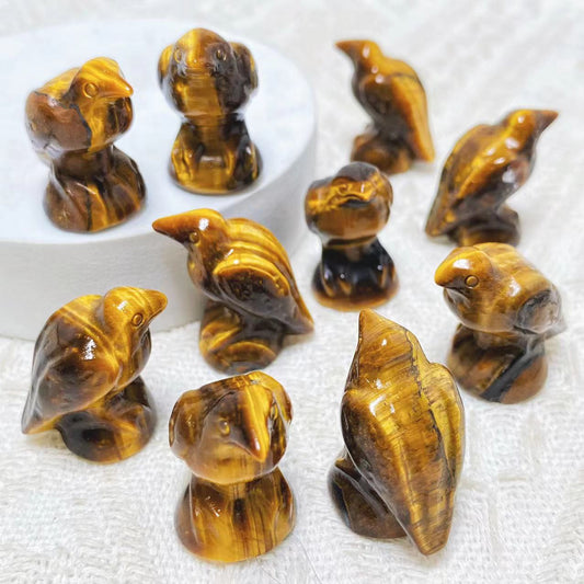 Crystal Tiger's Eye Raven Carving