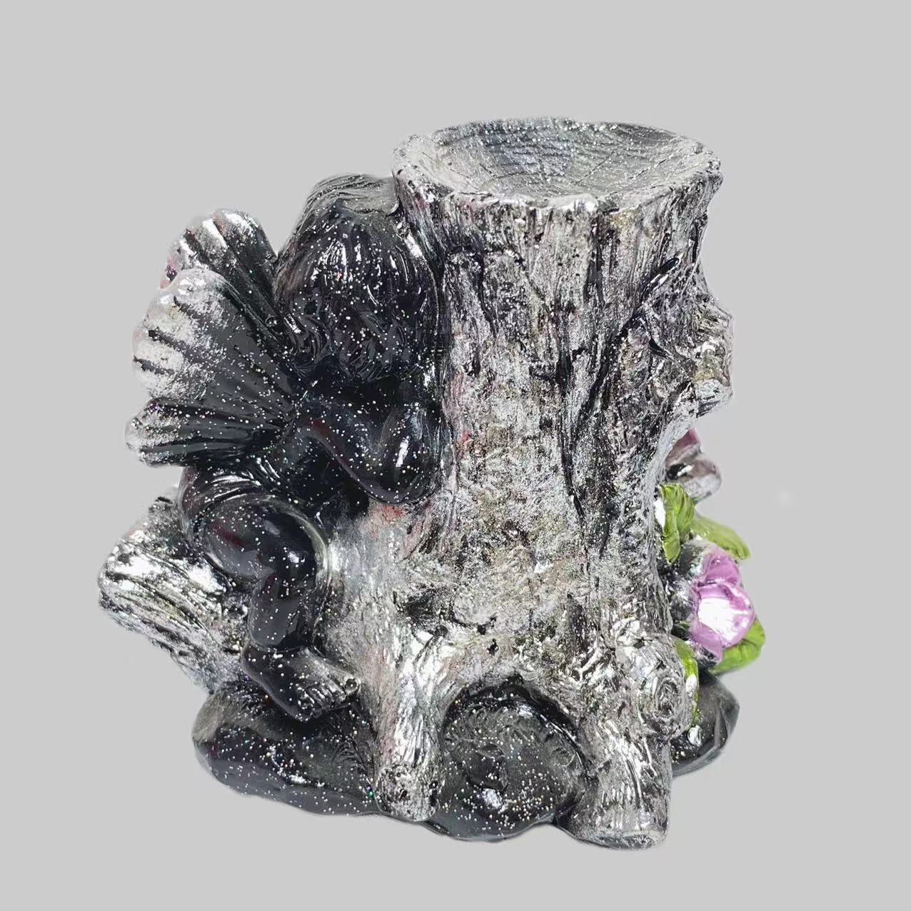 Resin angel with tree sphere stand