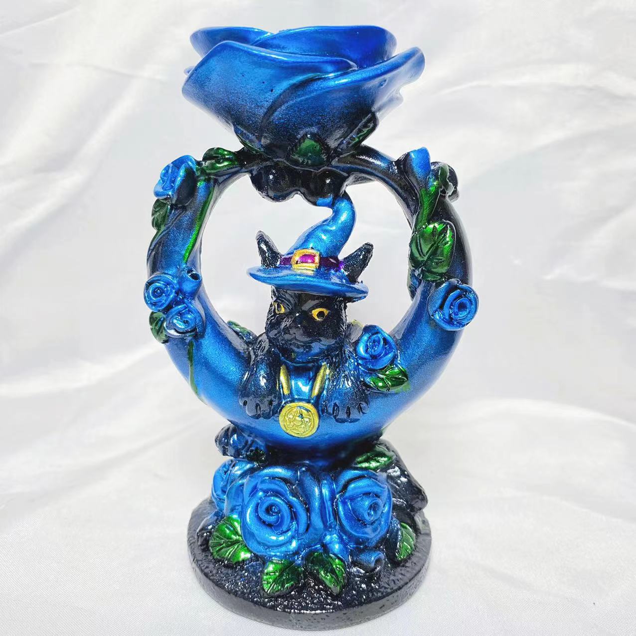 Resin rose moon cat sphere stand