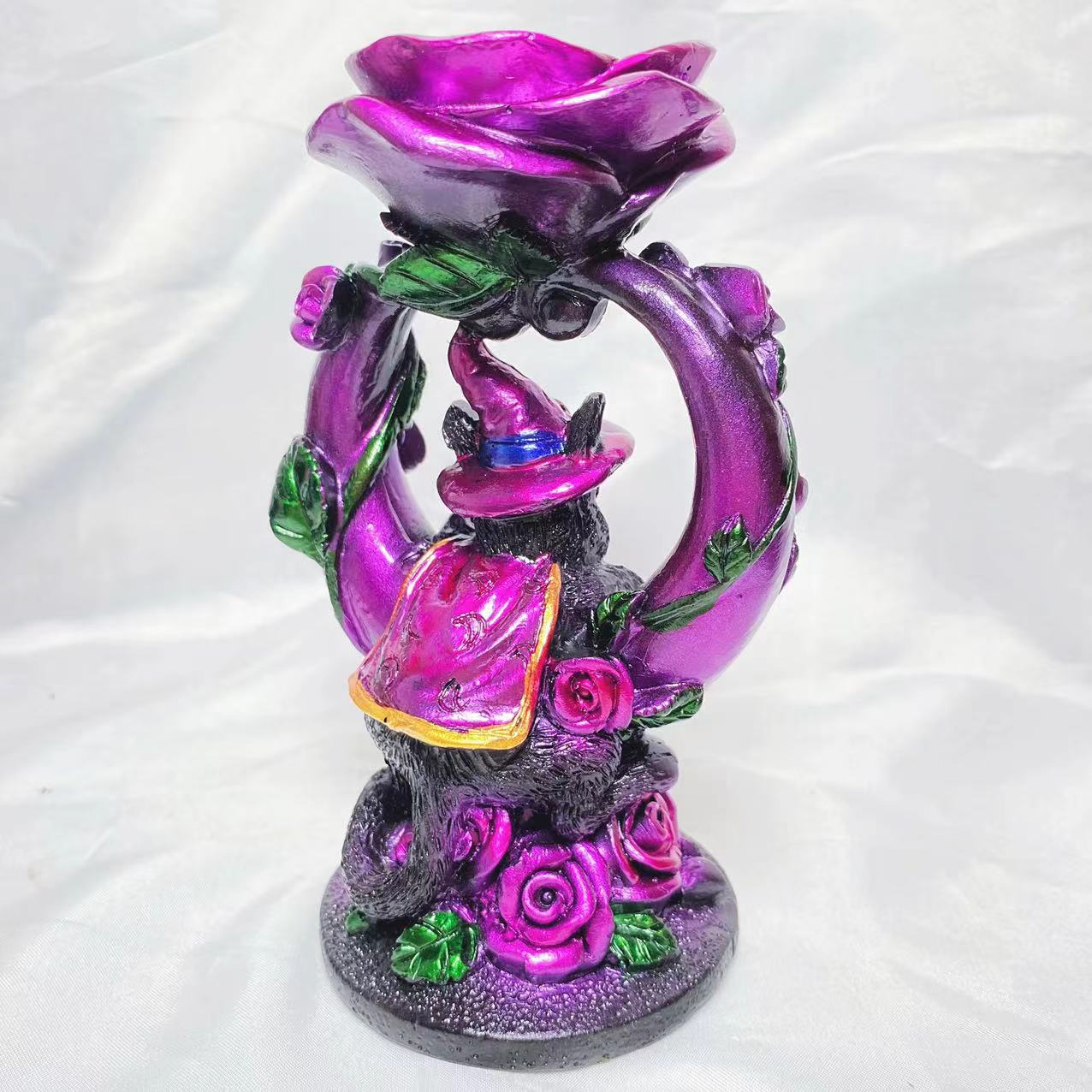 Resin rose moon cat sphere stand