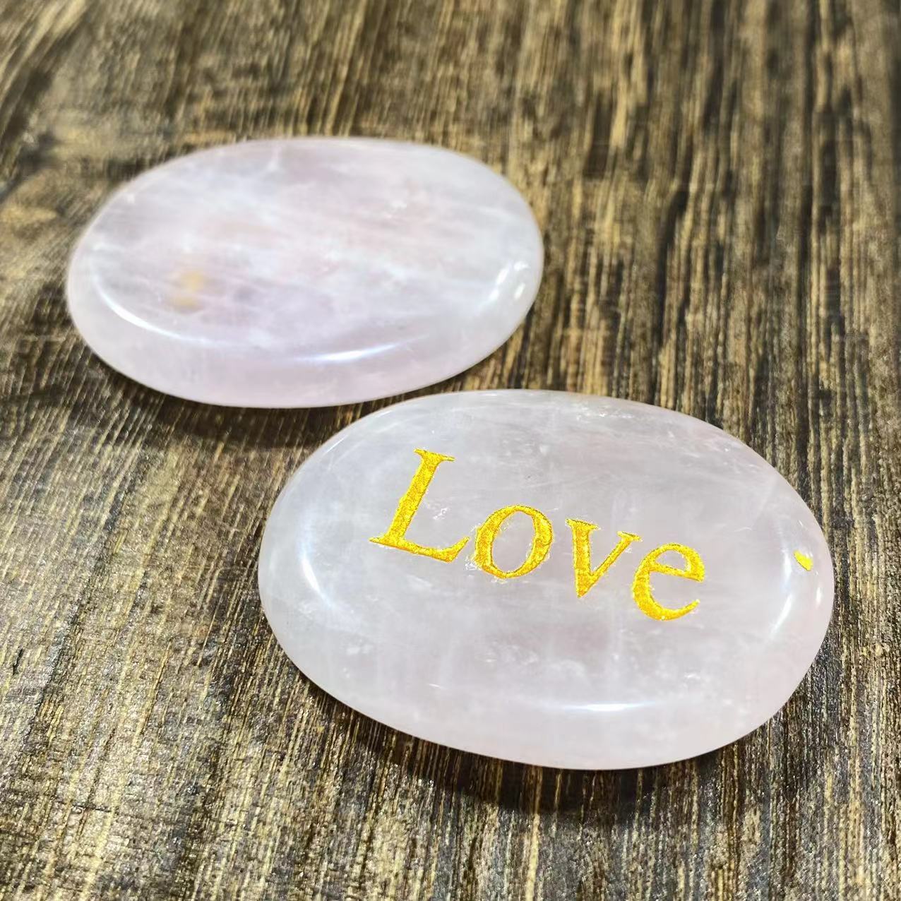 Different materials word oval slab