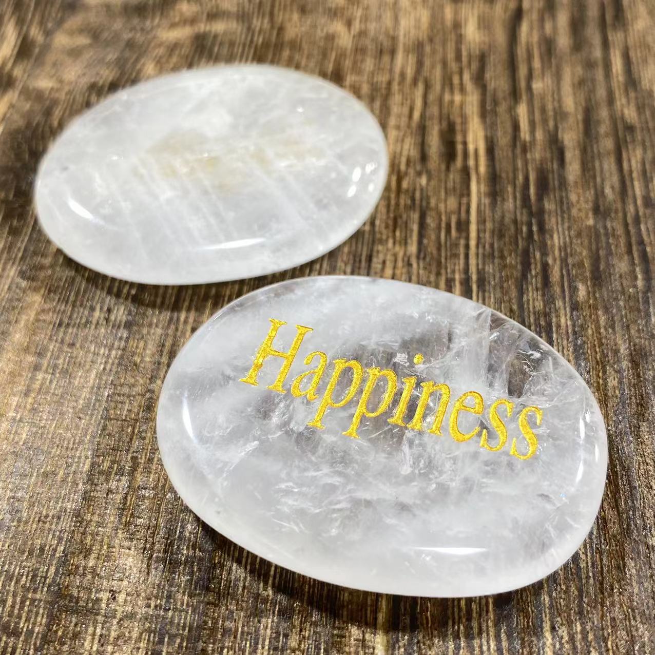 Different materials word oval slab