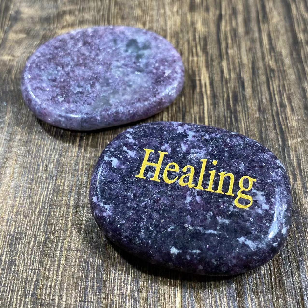 Different materials word oval slab