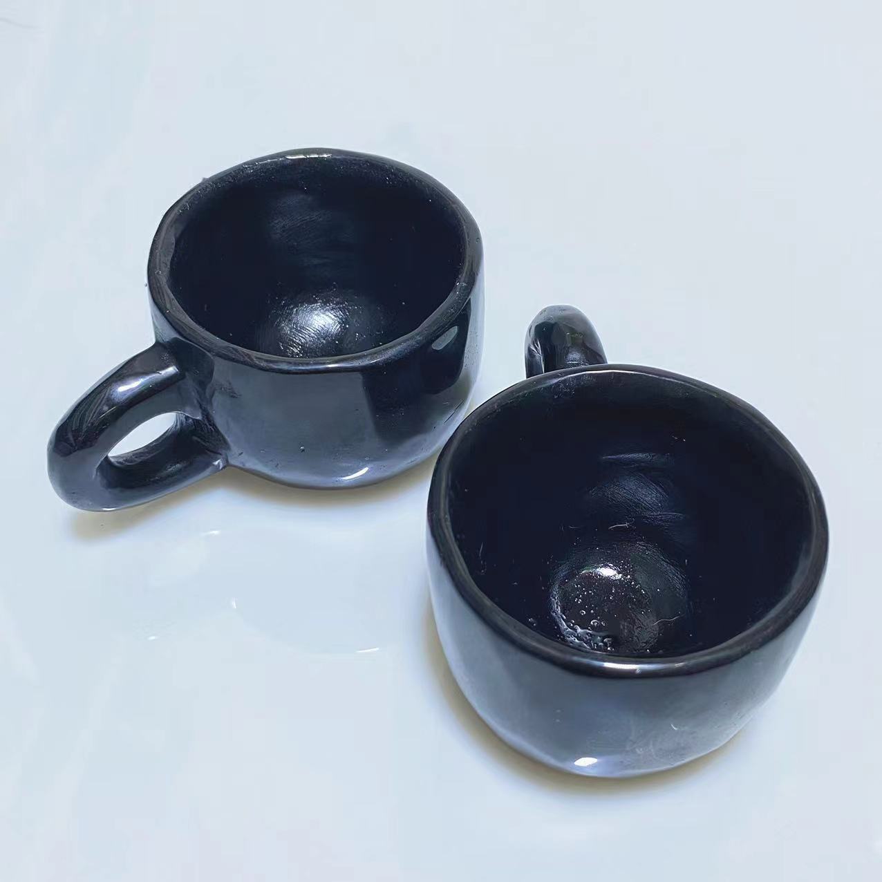 Crystal Black Obsidian teacup