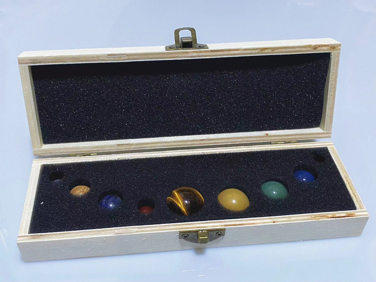 Crystal The Nine Planets with wooden box