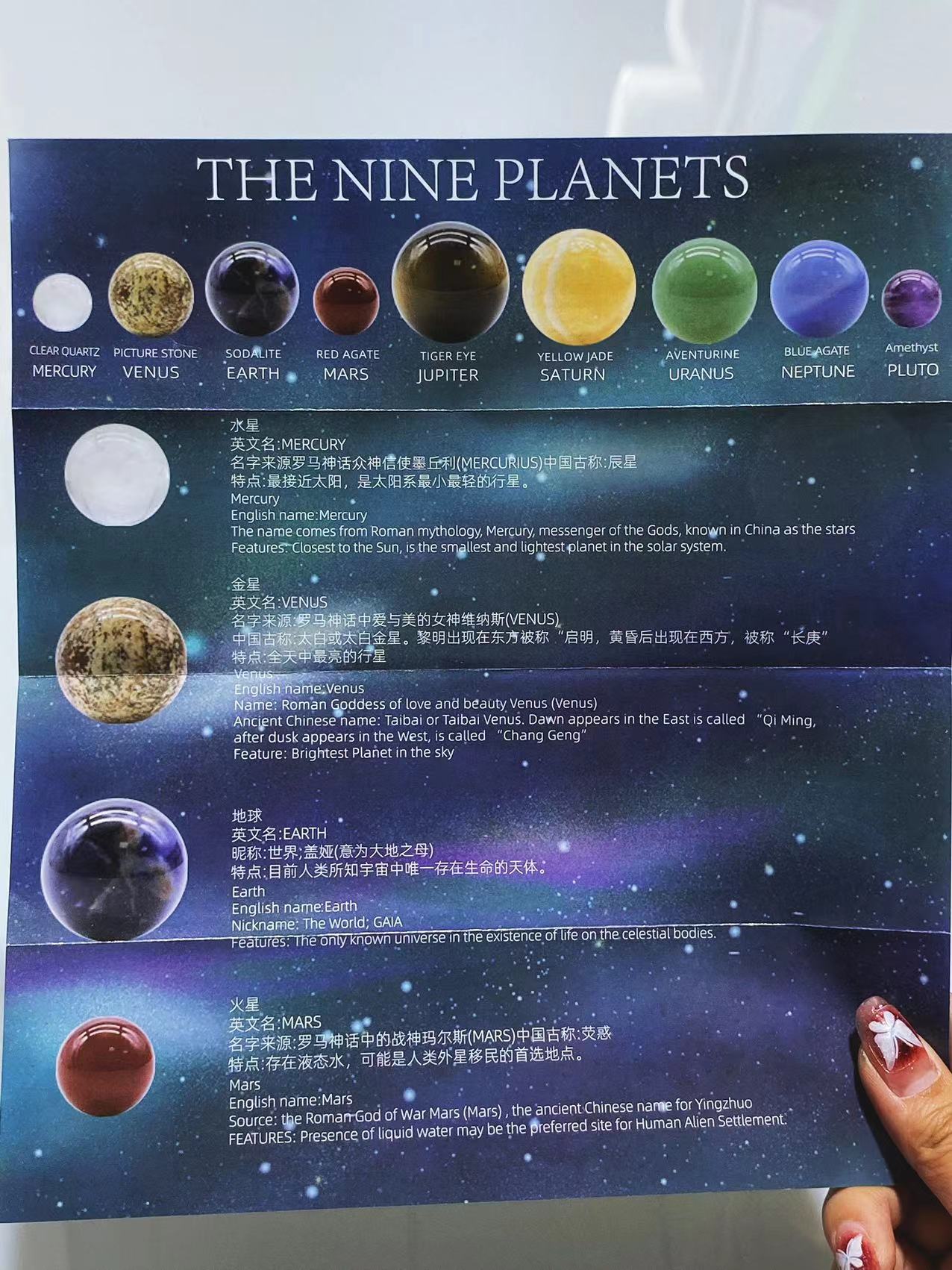 Crystal The Nine Planets with wooden box