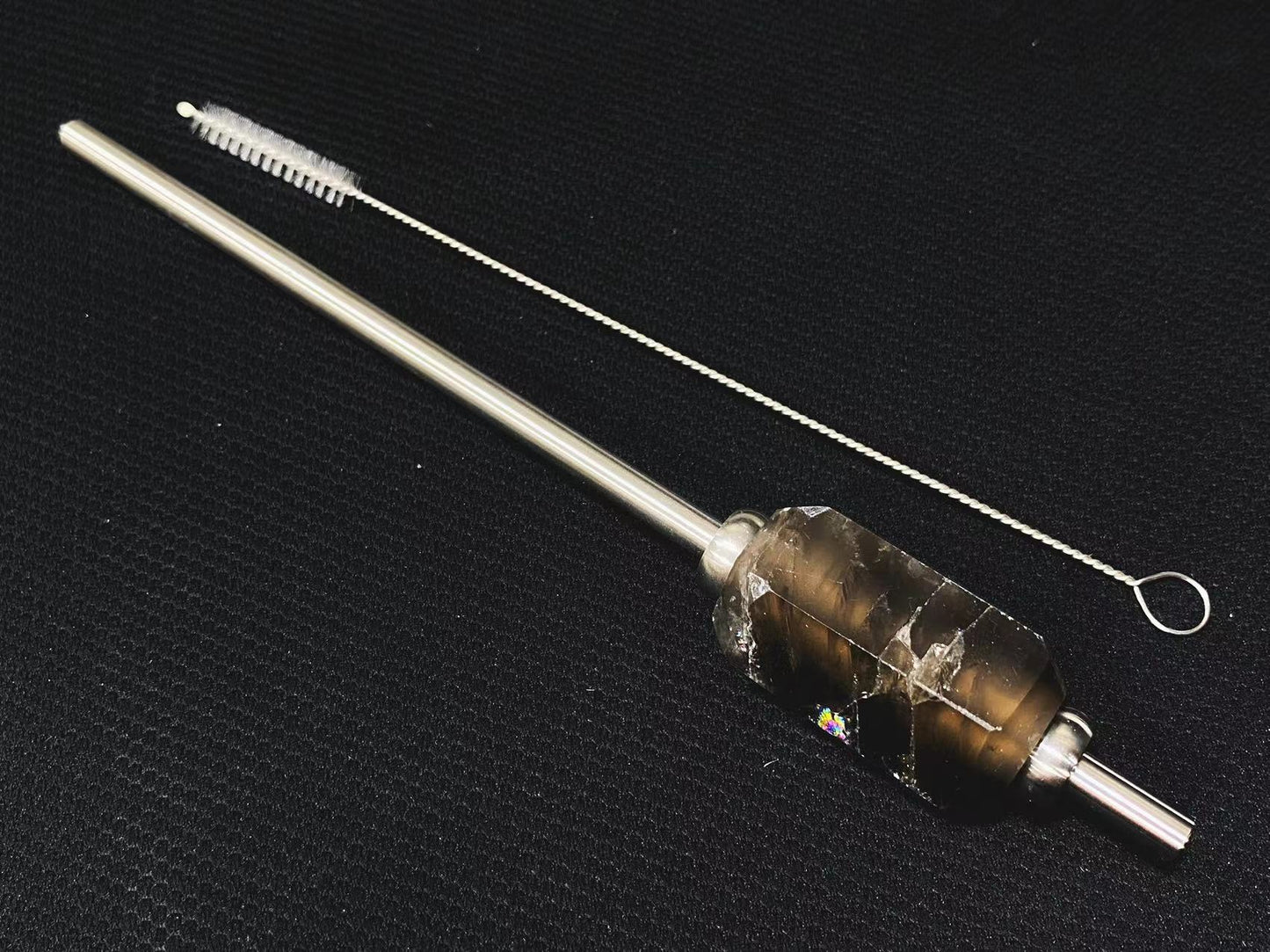 Natural crystal stainless steel straw with box