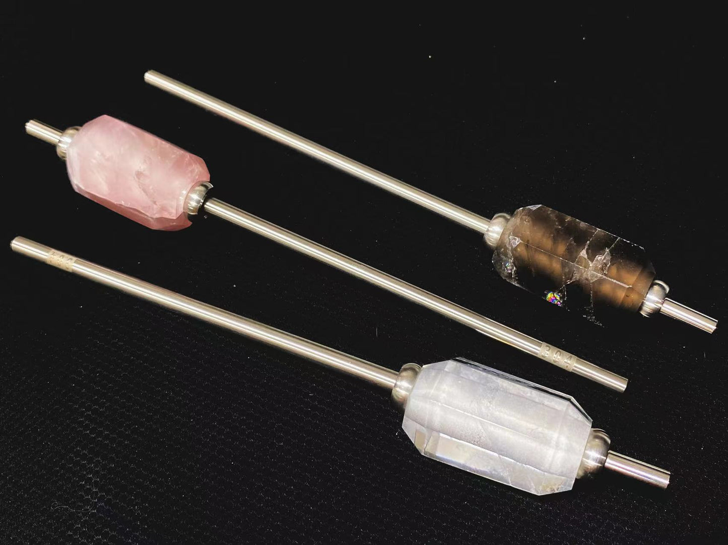 Natural crystal stainless steel straw with box