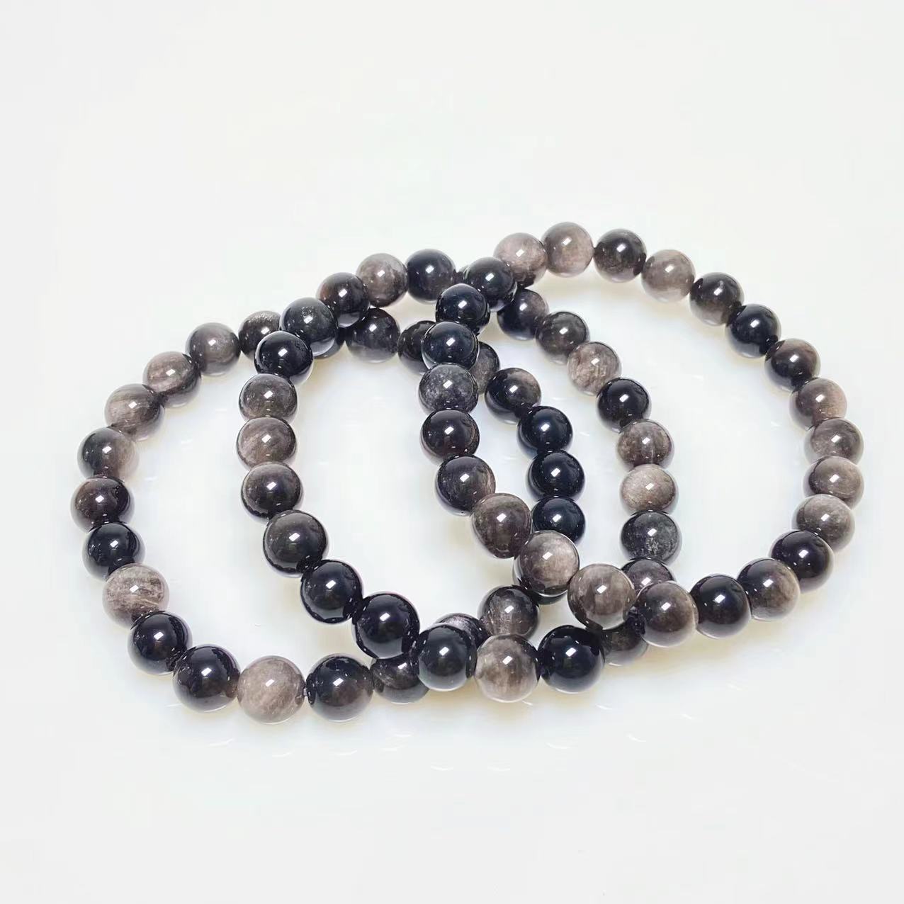 Silver sheen obsidian bracelet