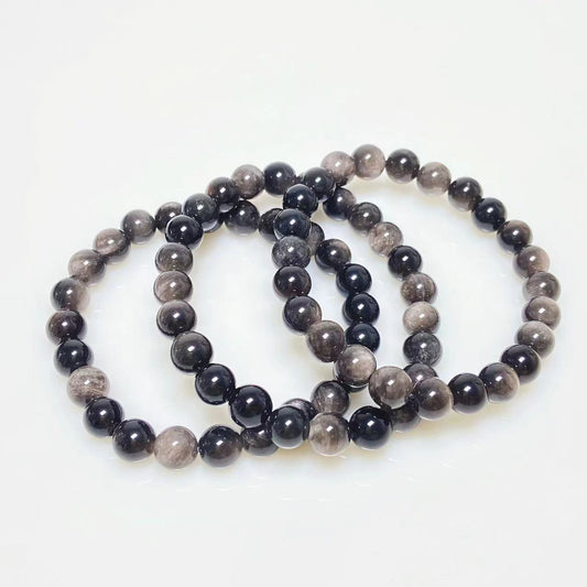 Silver sheen obsidian bracelet