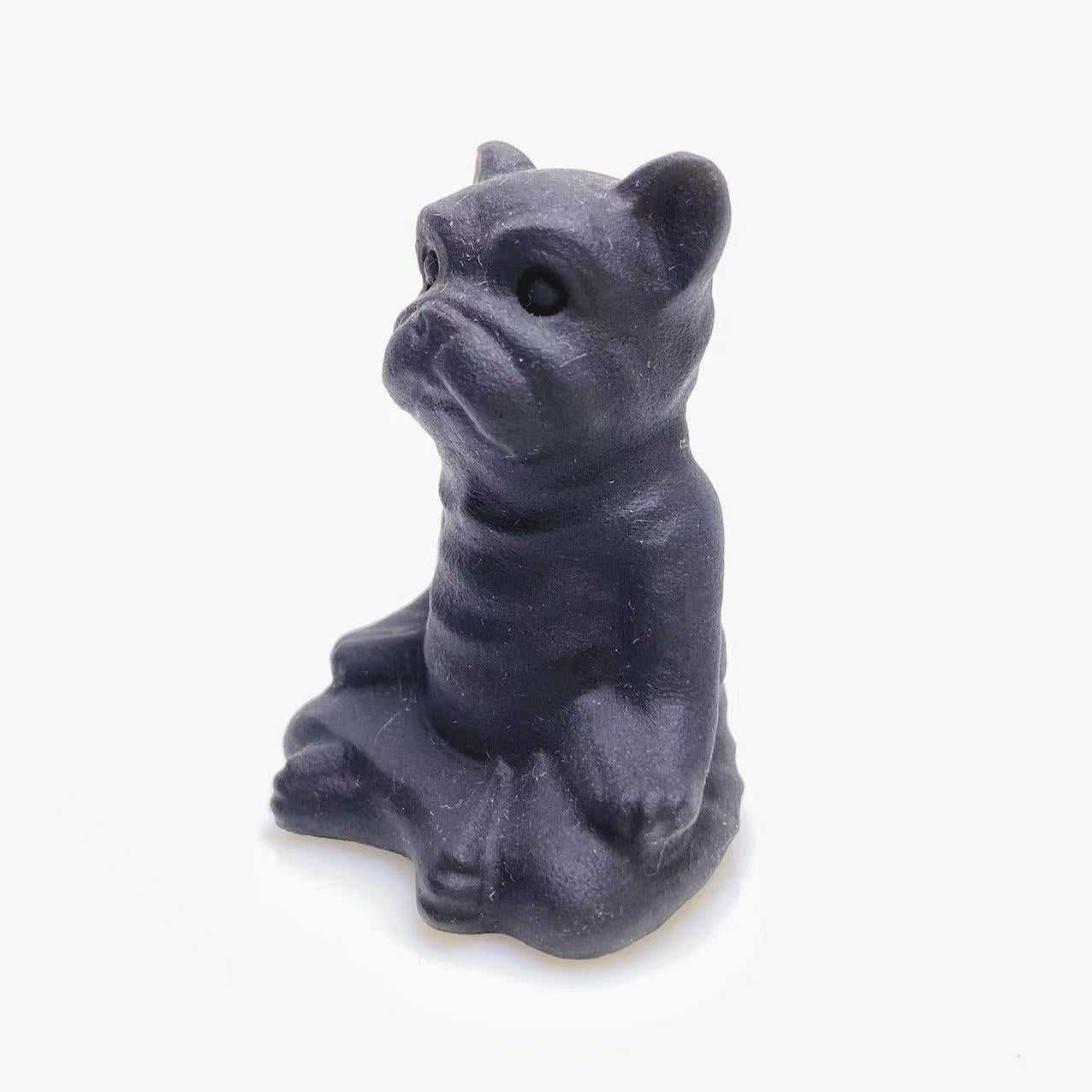 Black obsidian Yoga dog carving