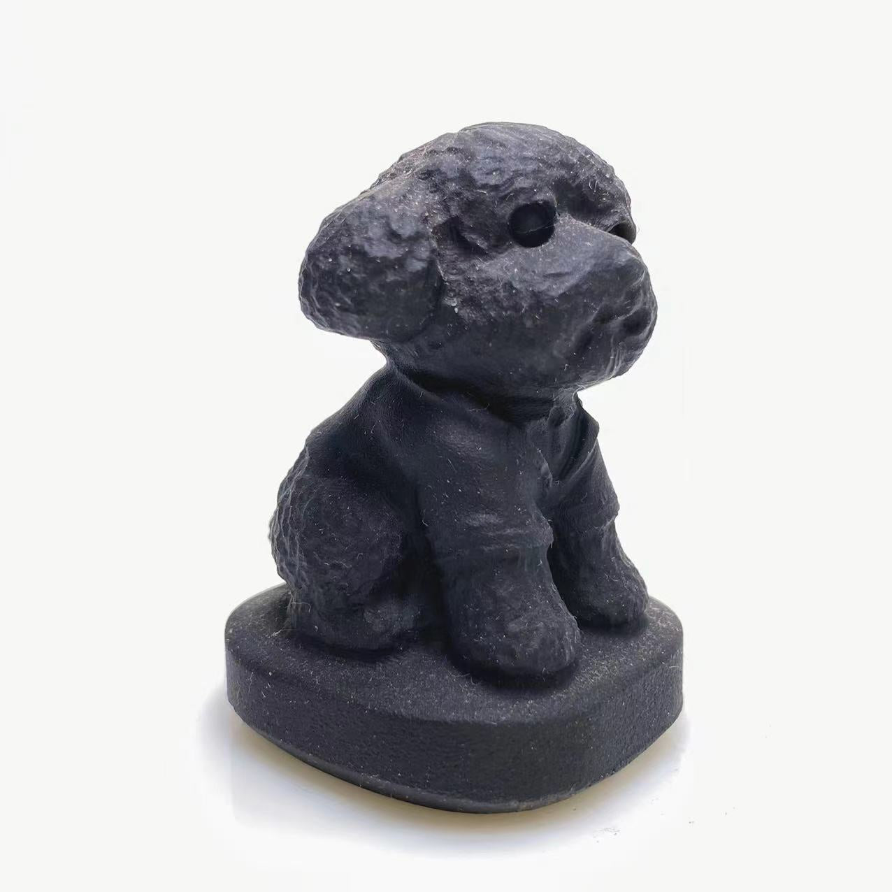 Black obsidian Teddy dog carving