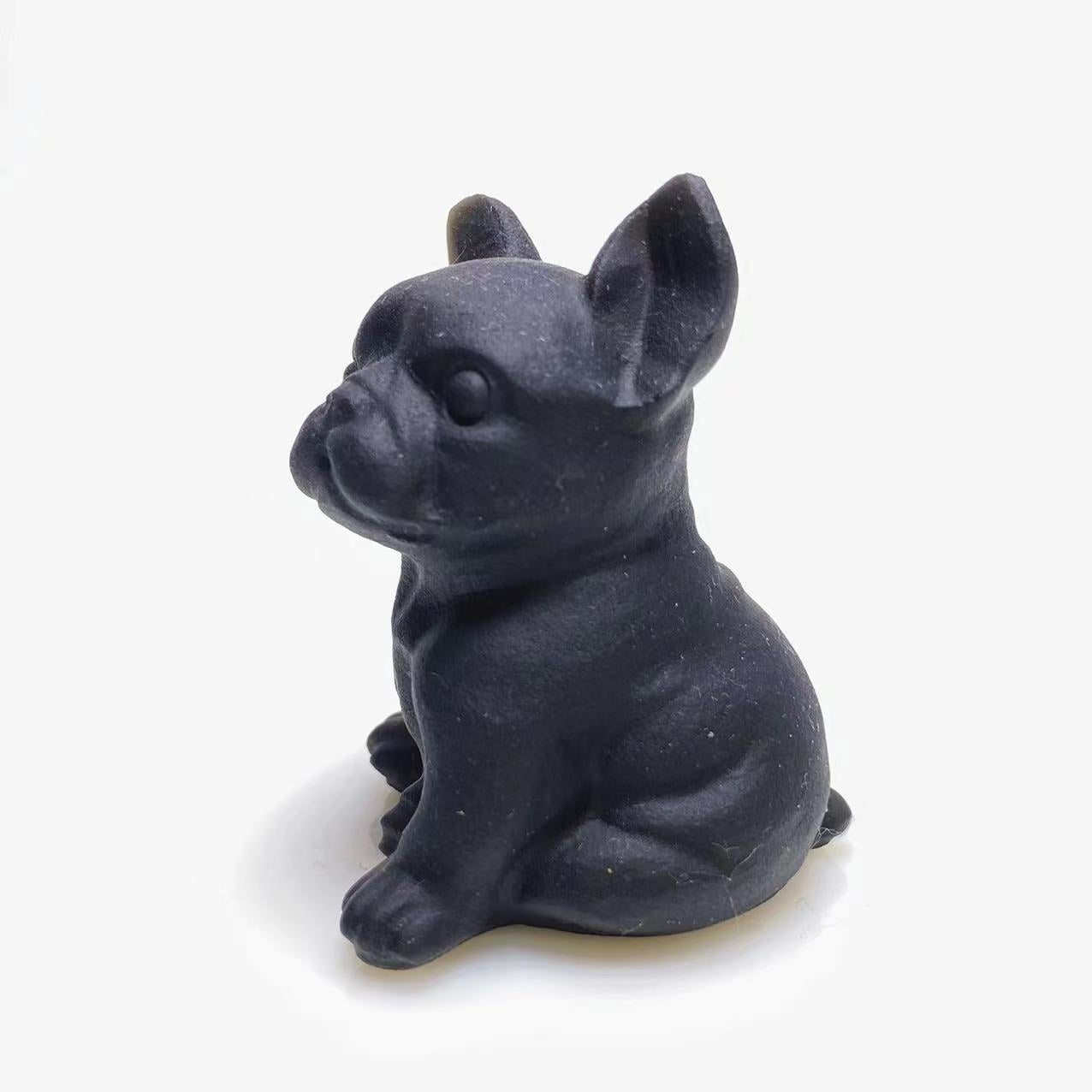 Black obsidian Bulldog carving