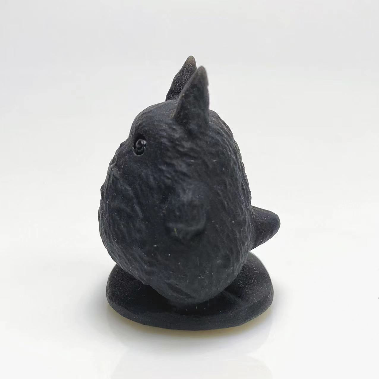 Black obsidian totoro with bag carving