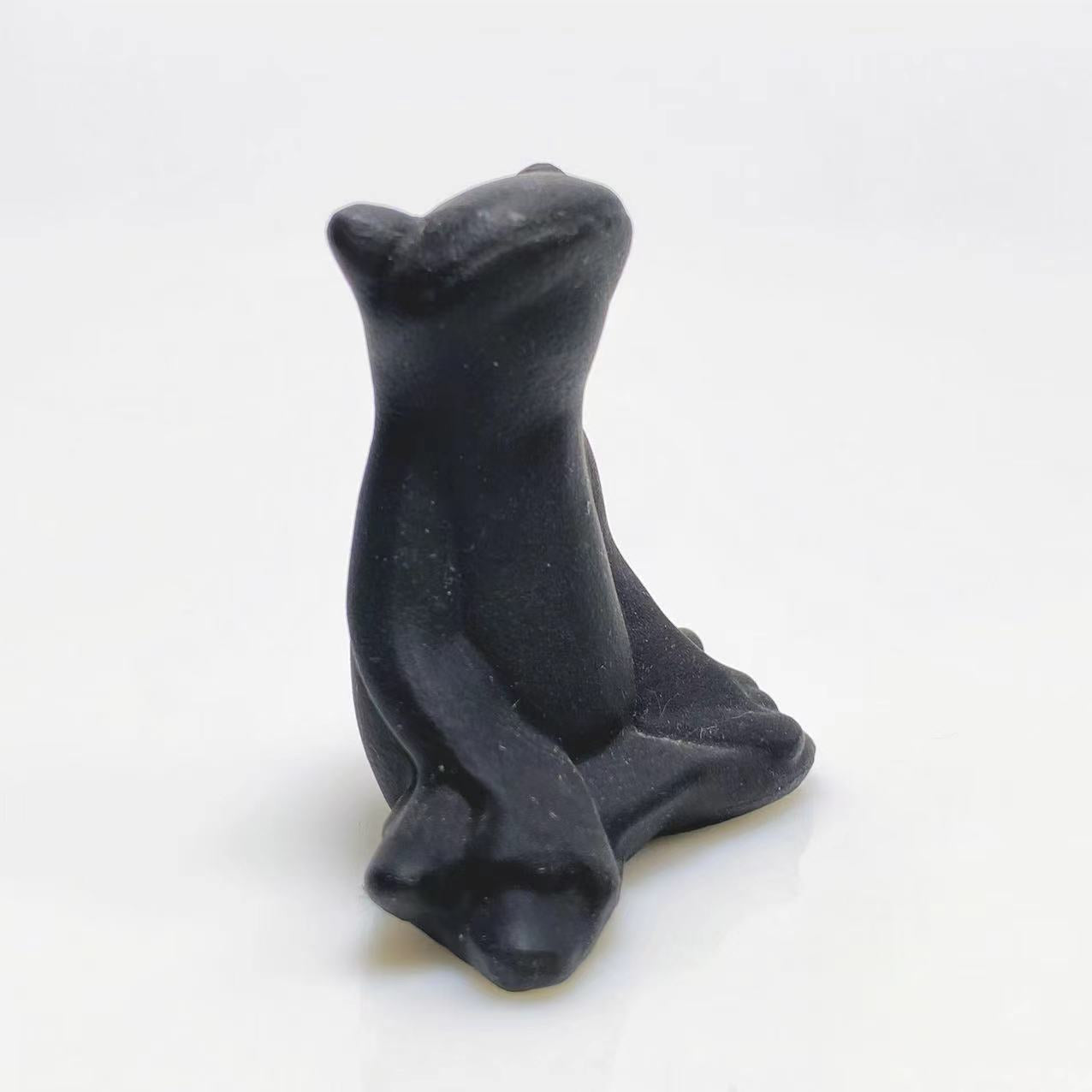 Black obsidian yoga frog carving