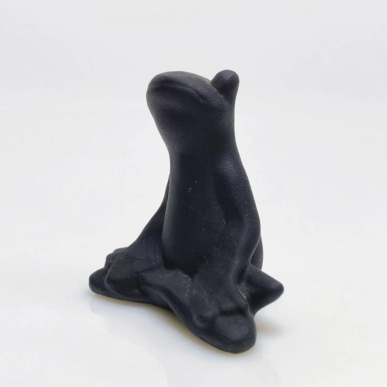 Black obsidian yoga frog carving