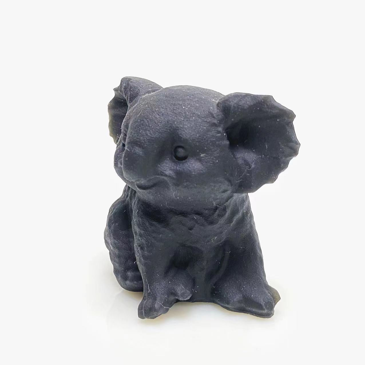 Black obsidian koala carving