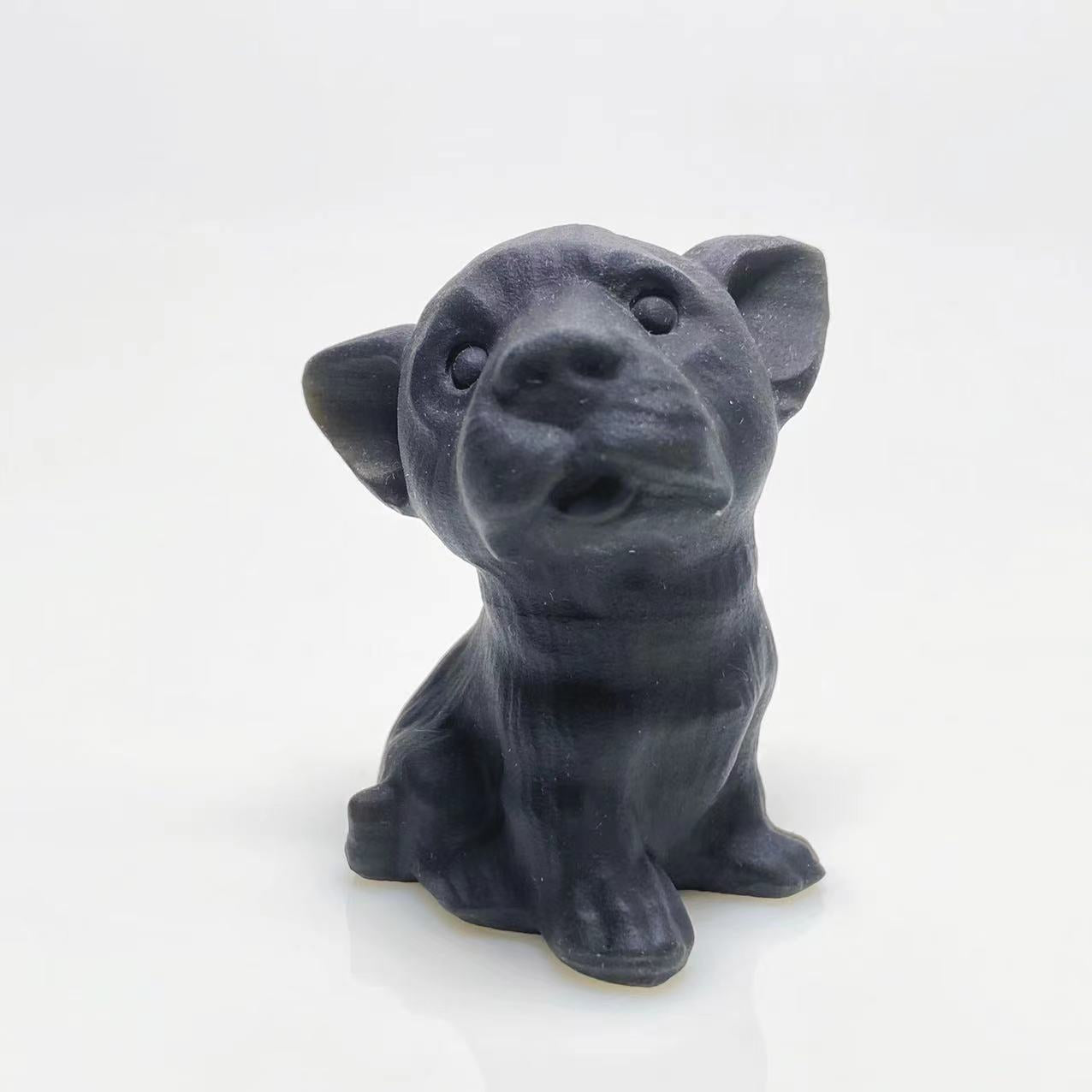 Black obsidian big head dog carving