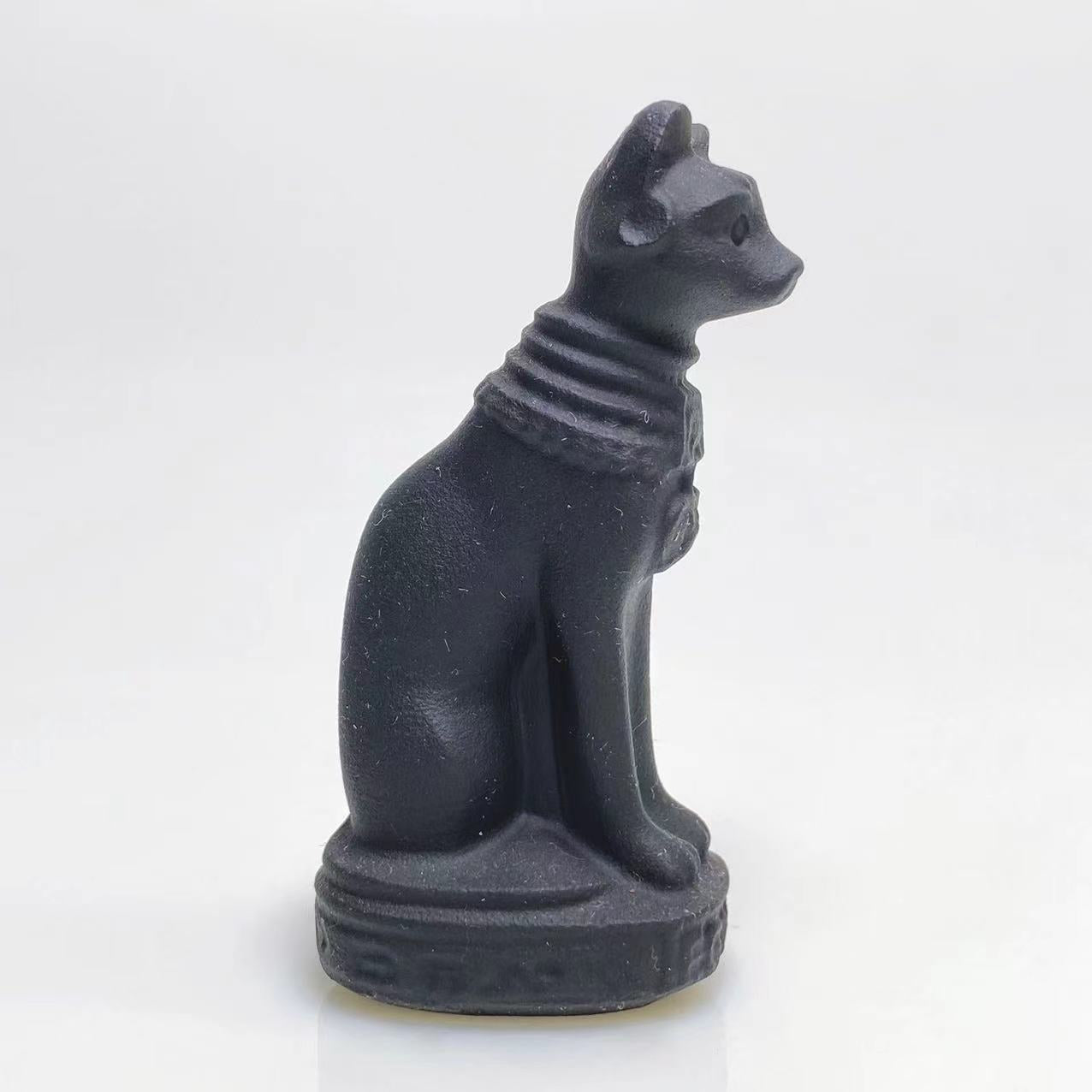 Black obsidian egyptian cat carving