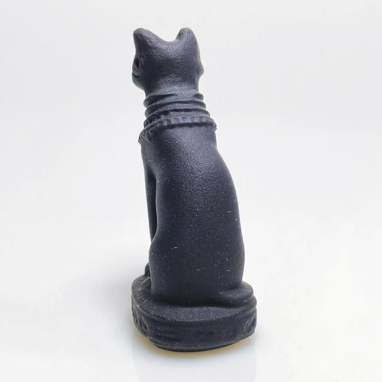 Black obsidian egyptian cat carving