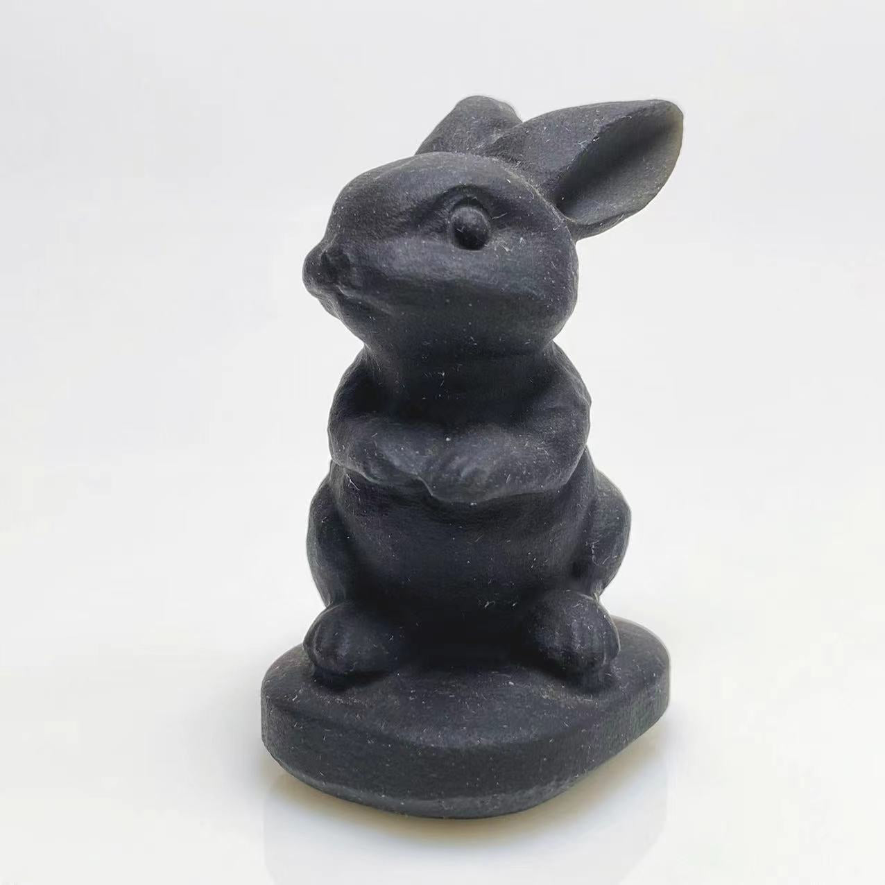 Black obsidian rabbit carving