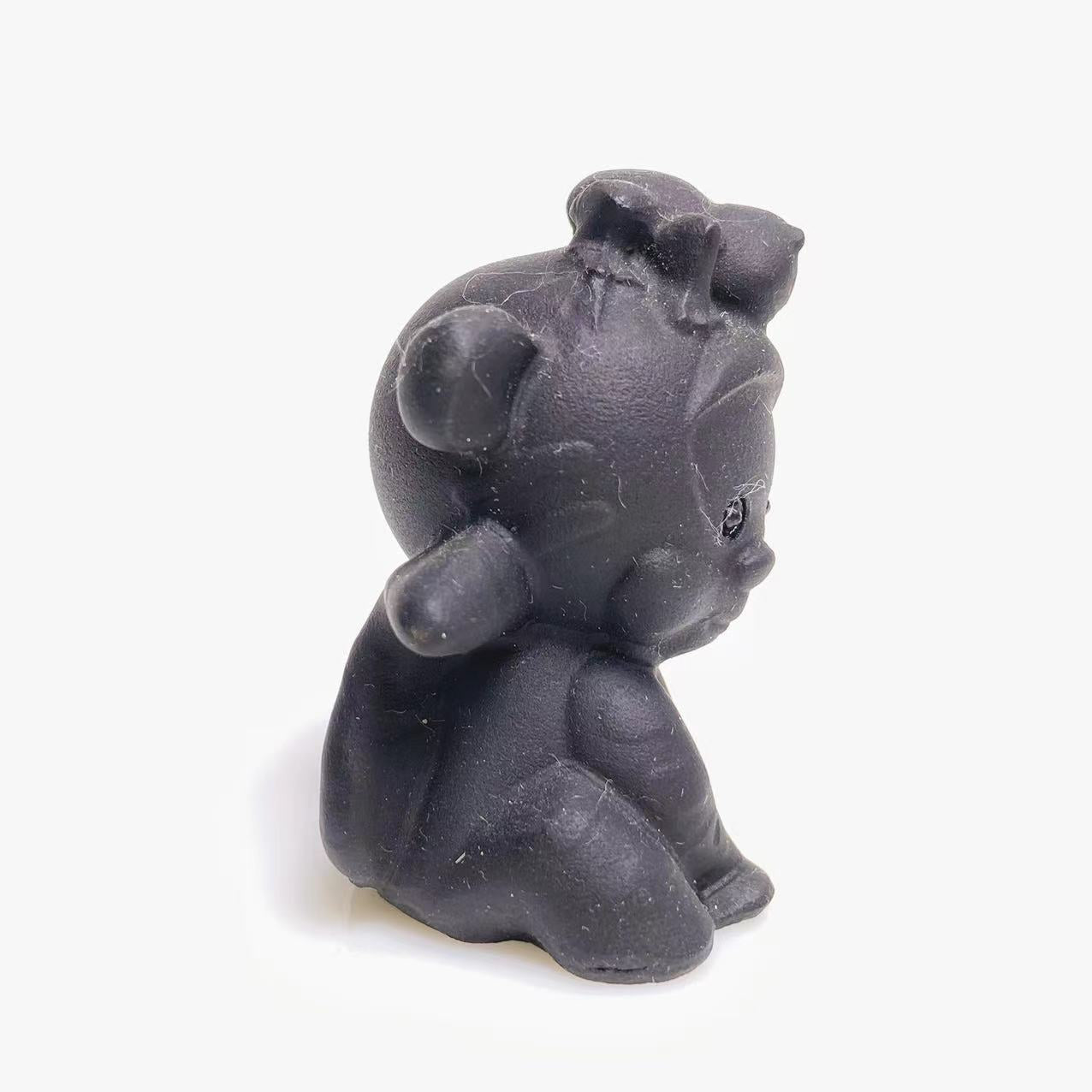 Black obsidian monkey frog carving