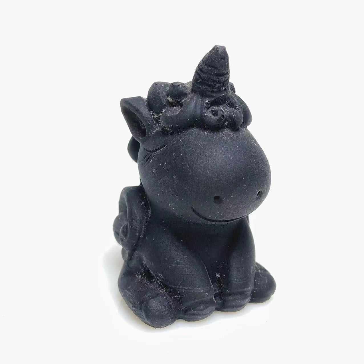 Black obsidian unicorn baby carving