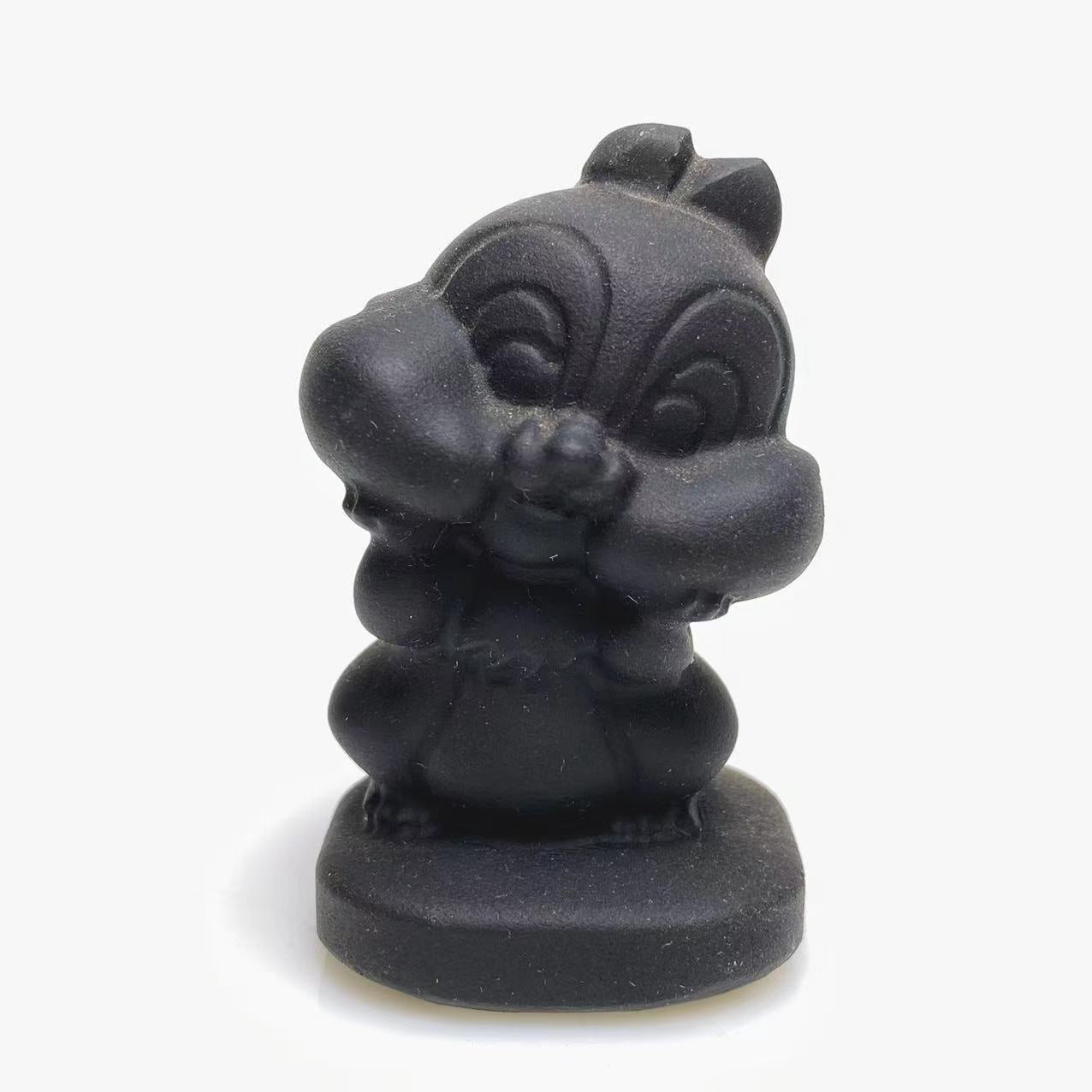 Black obsidian bunny carving