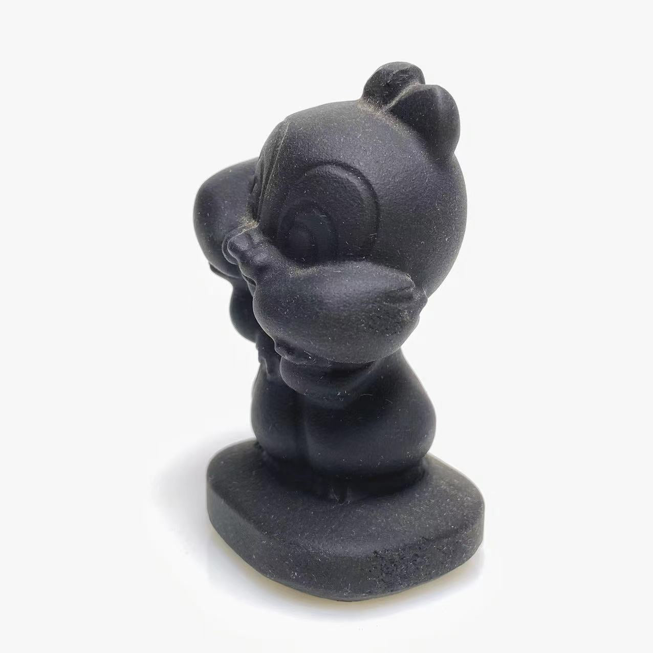 Black obsidian bunny carving