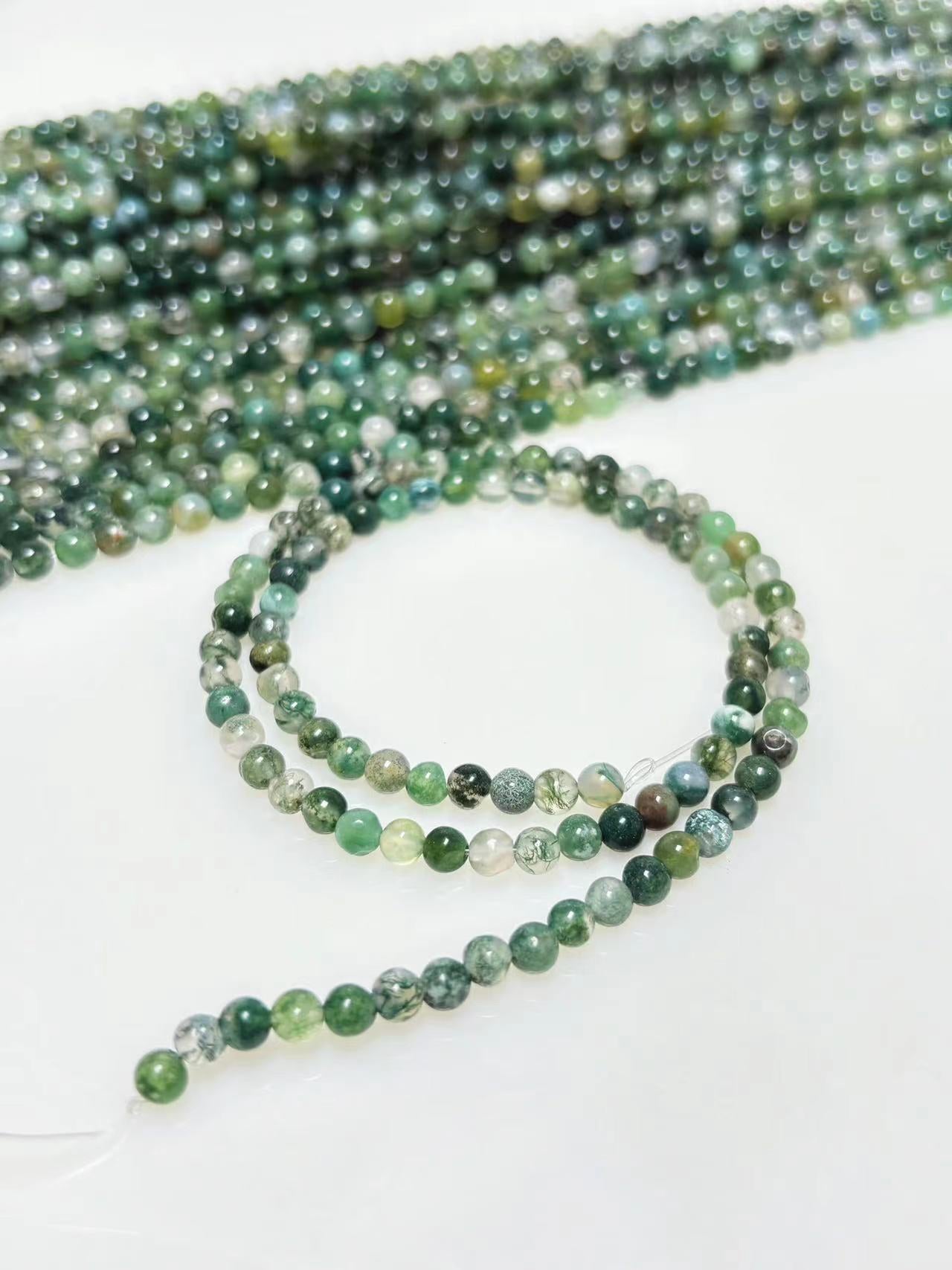 4mm Moss agate beads strand